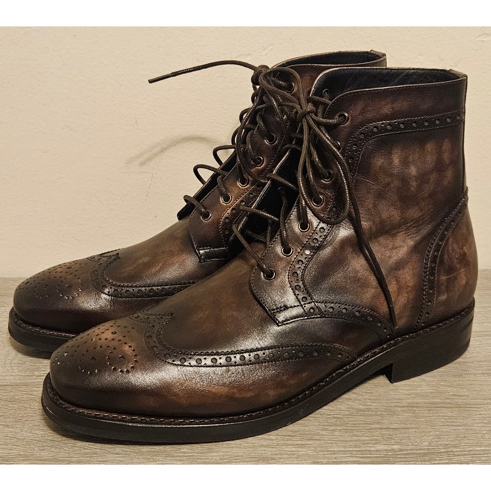 Thursday Boot Co Wingtip Boots Mens Size 8.5 Brown Leather Brogue Lace Up